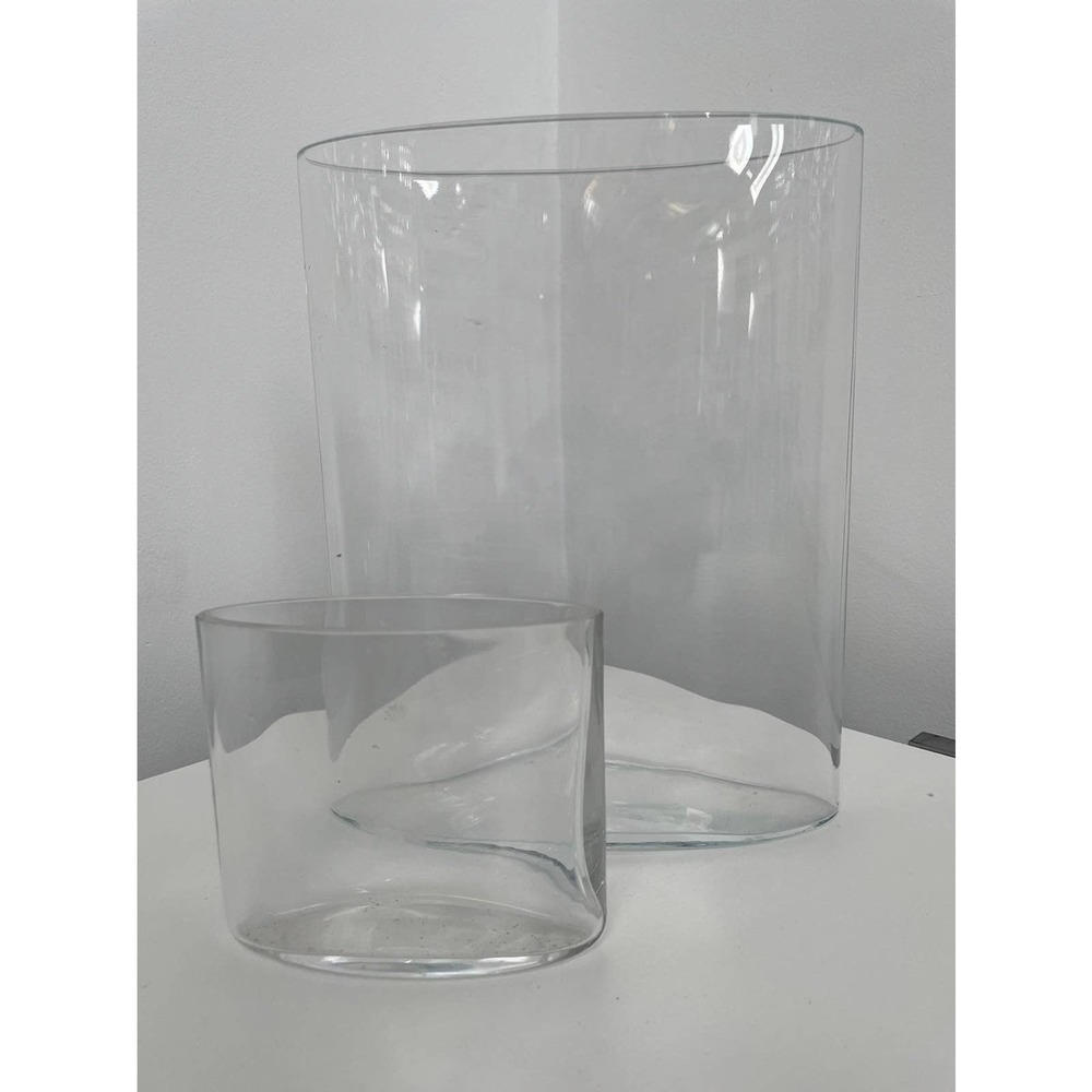 Set of 2 Tapio Wirkkala glass vase finland iittala Vase Ovalis clear